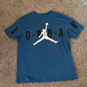 Jordan Blue Short Sleeve Tee with White Jumpman